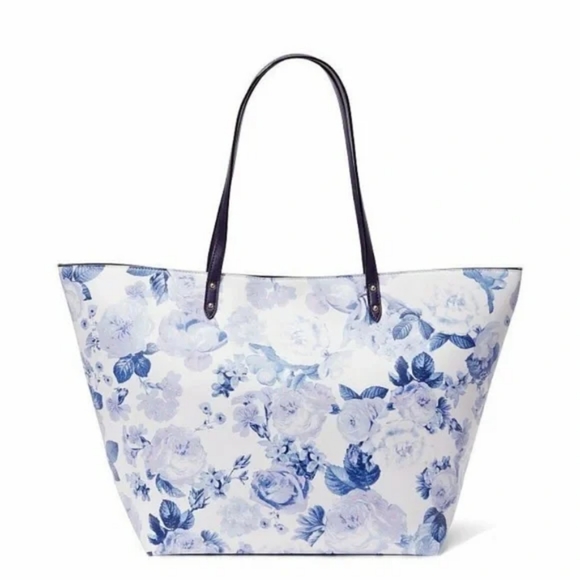 Victoria's Secret Blue & White Floral Carryall Tote Bag Spring 2022 Limited Ed. - Picture 2 of 8